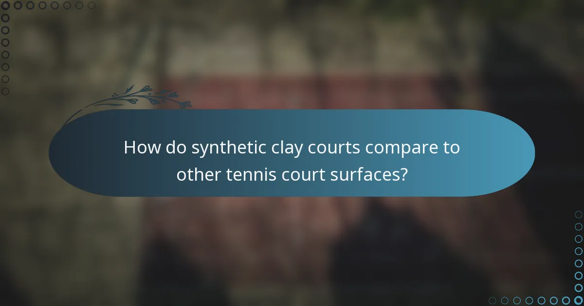 How do synthetic clay courts compare to other tennis court surfaces?